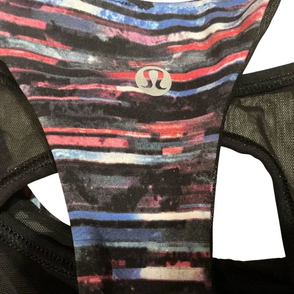 Lululemon break free tank Nulux hinshu alpine multi/black yoga athletic top Sz 6